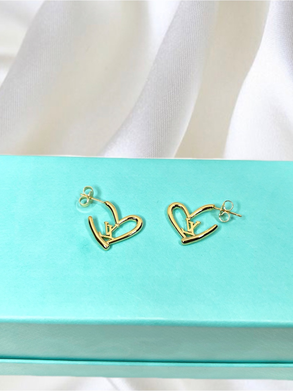 Gold Heart Earrings Women Jewelry